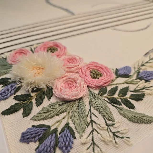 Pink rose embroidery hoop