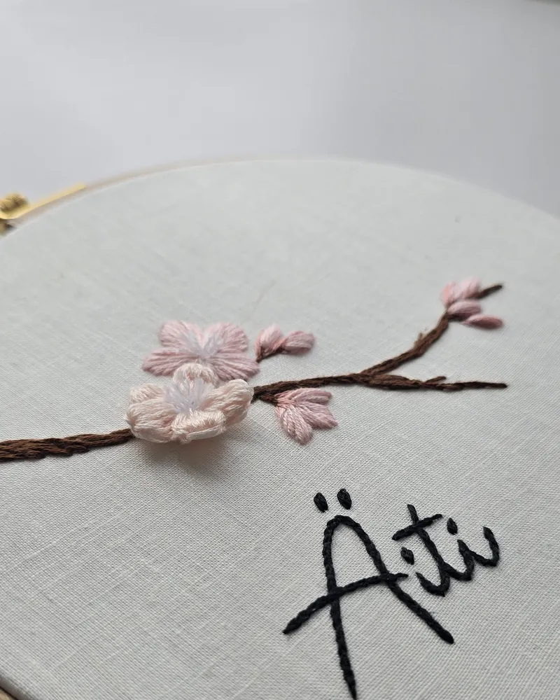 Cherry blossom embroidery hoop